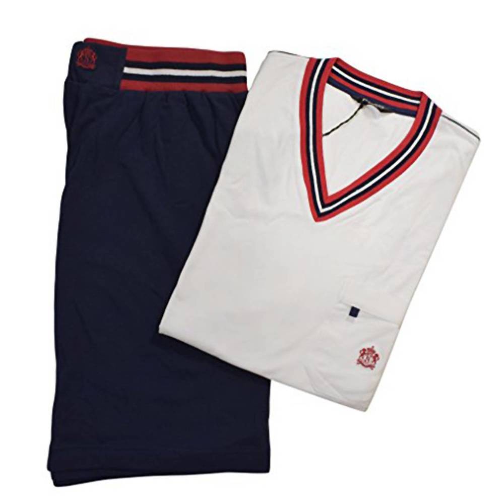NEW NERO PERLA men's cotton pajama set in navy/white